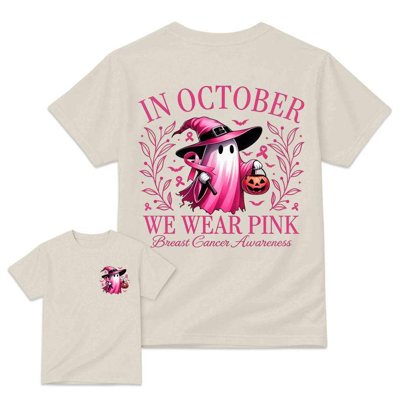 In October We Wear Pink Ghost Breast Cancer Awareness Shirt