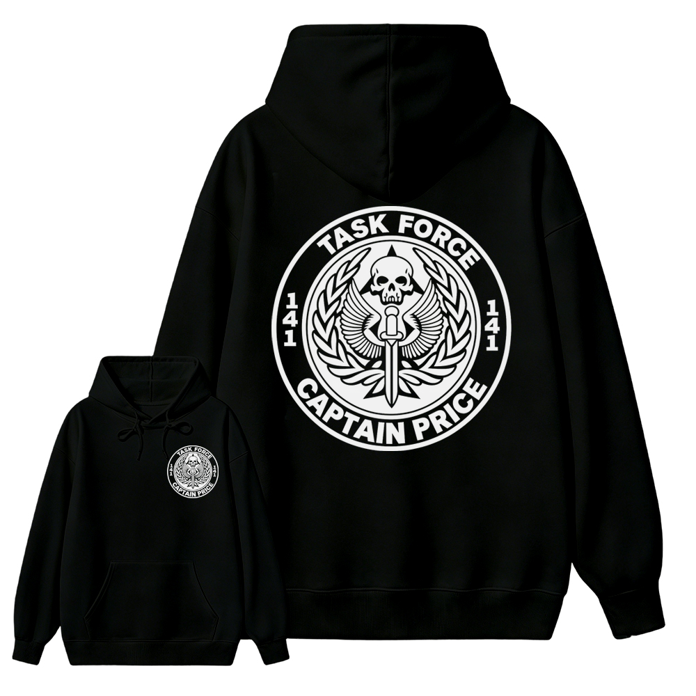 Task F0rce 141 Captain Pr1ce Graphic Hoodie, Military Skull Emblem Hoodie