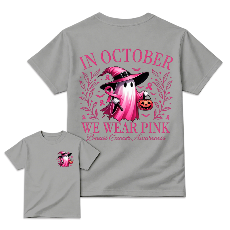 In October We Wear Pink Ghost Breast Cancer Awareness Shirt