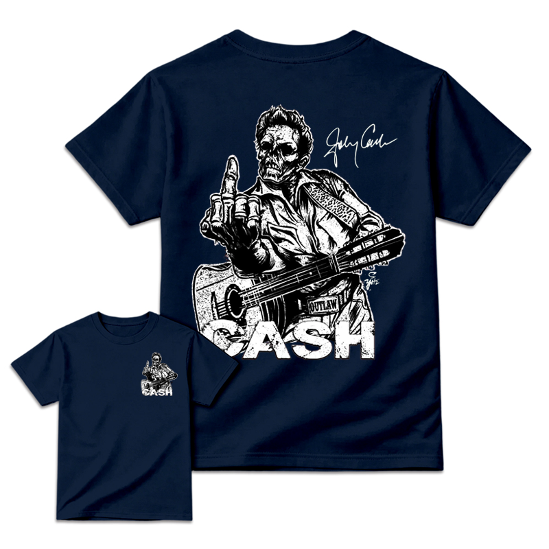 J0hnny Cash Finger Skull Graphic Tee, Country Music Legend Memorial T-Shirt