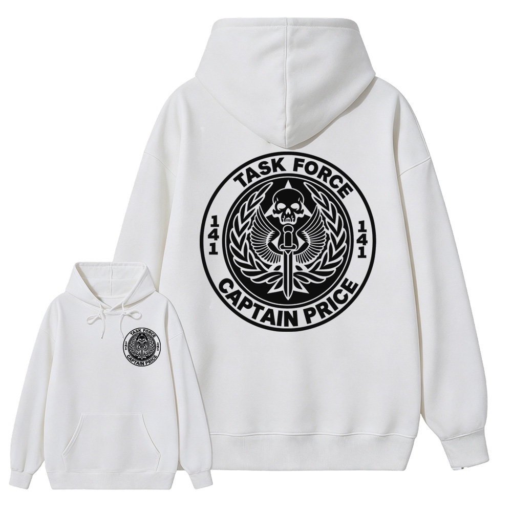 Task F0rce 141 Captain Pr1ce Graphic Hoodie, Military Skull Emblem Hoodie