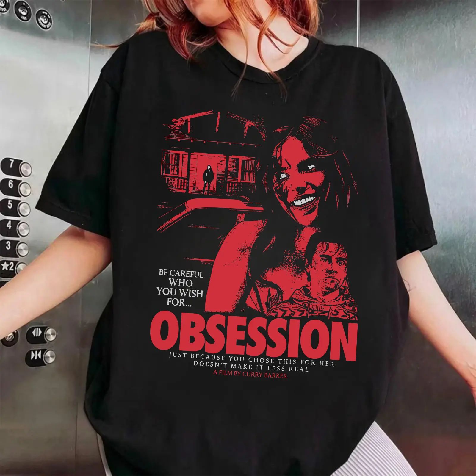 Obsession Graphic Tee - Retro Horror Movie Aesthetic Shirt