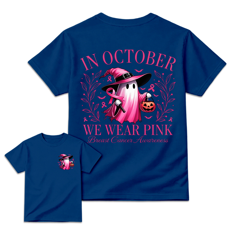 In October We Wear Pink Ghost Breast Cancer Awareness Shirt