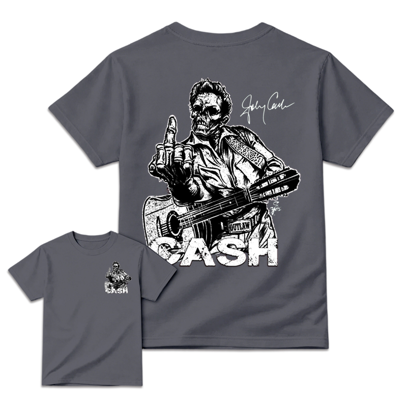 J0hnny Cash Finger Skull Graphic Tee, Country Music Legend Memorial T-Shirt