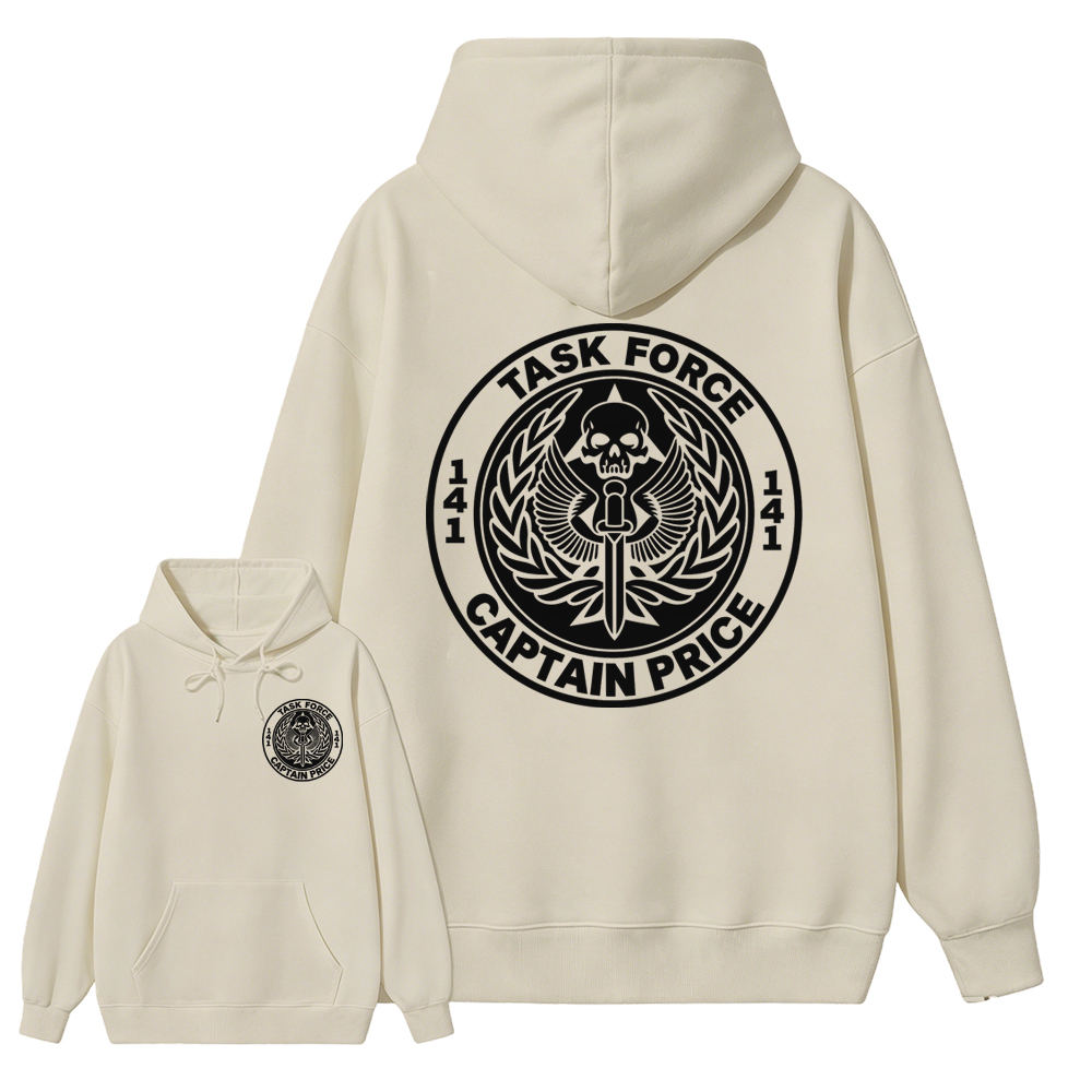 Task F0rce 141 Captain Pr1ce Graphic Hoodie, Military Skull Emblem Hoodie