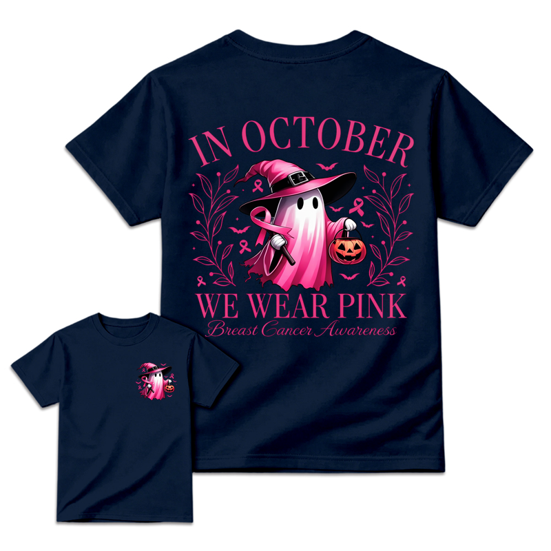 In October We Wear Pink Ghost Breast Cancer Awareness Shirt