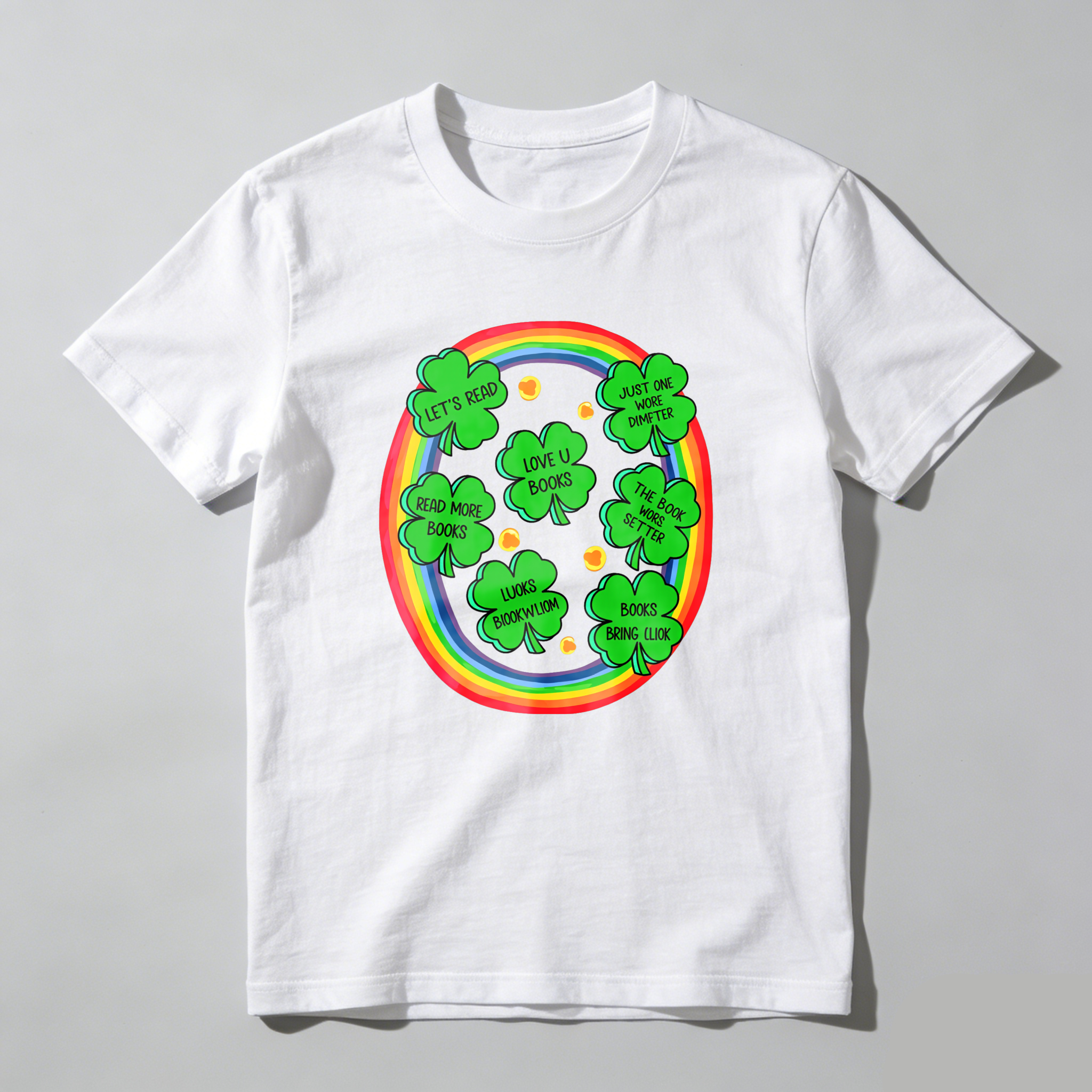 WardrobecartRainbow Clover With Messages Inside tshirt