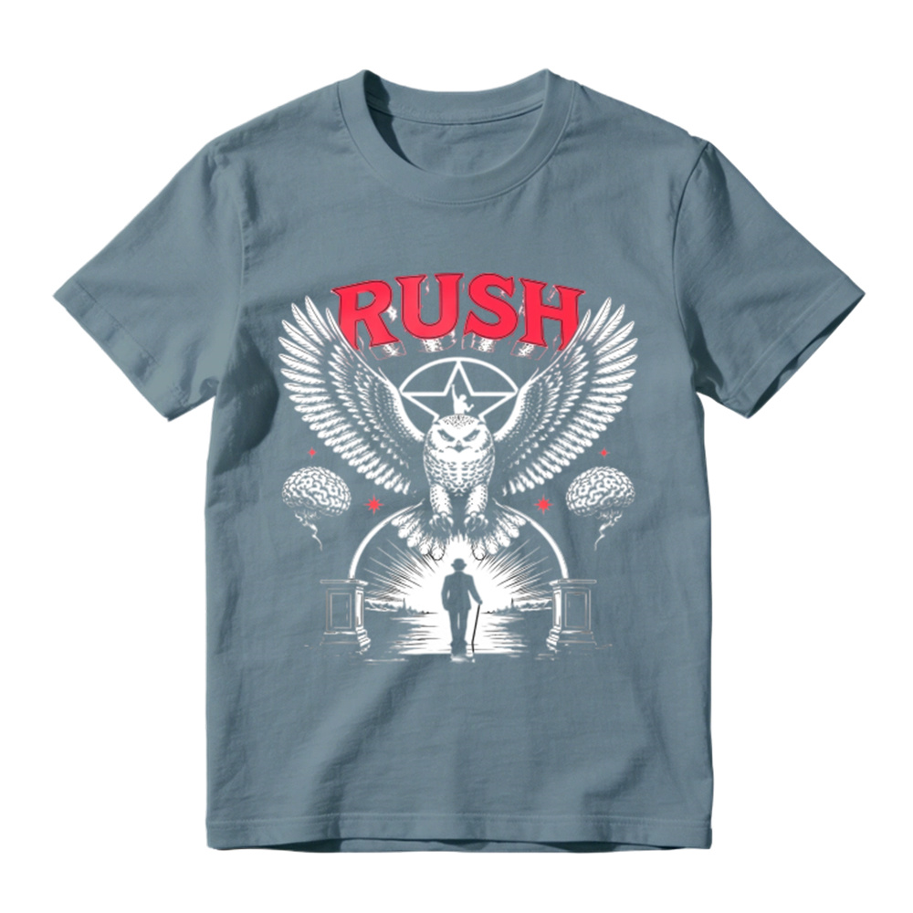 To Honor Rush Band Vintage Rock Owl Wings Pentagram Silhouette Unisex Classic T-shirt