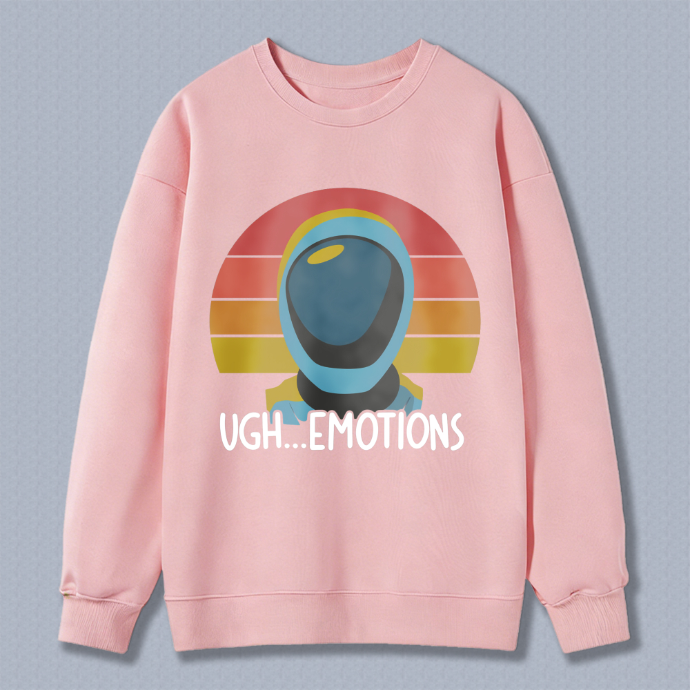 Wardrobecart Retro Astronaut With Sunset Background And Text Ugh Emotions Unisex Classic Sweatshirt