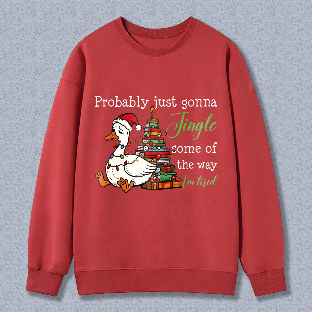 Wardrobecart Duck With Christmas Tree And Presents Jingle I'm Tired Unisex Classic Sweatshirt