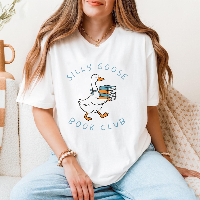 Wardrobecart Silly Goose Book Club Duck With Books Tshirt