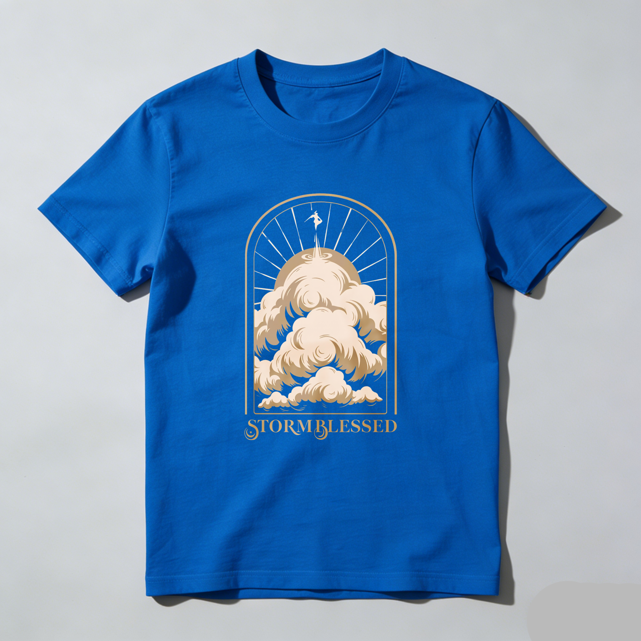 Wardrobecart Storm Blessed Clouds With Angel And Sun Rays Tshirt