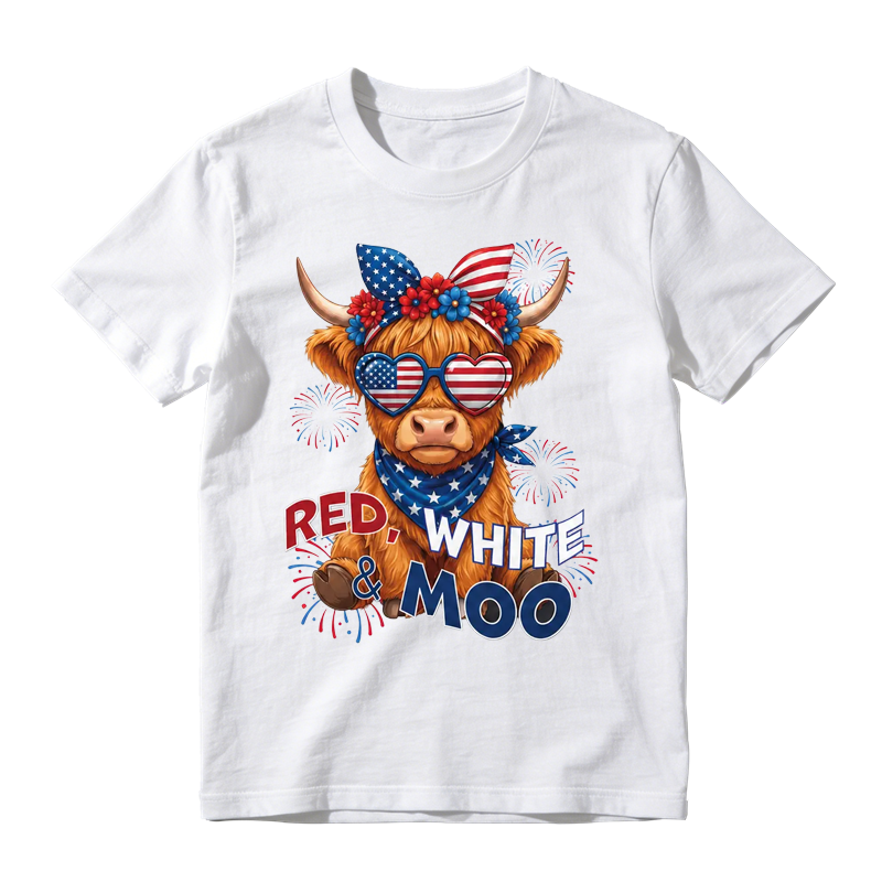 Red White & Moo Highland Cow T-Shirt