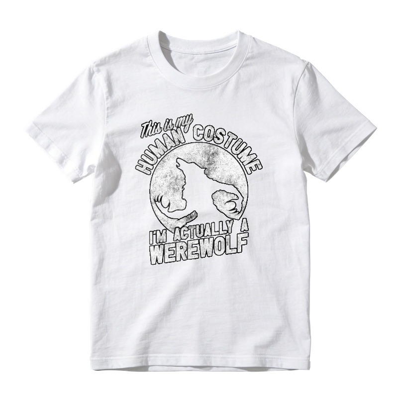 This Is My Human Costume Im Actually A Werewolf Funny Halloween Wolf Graphic T-shirt