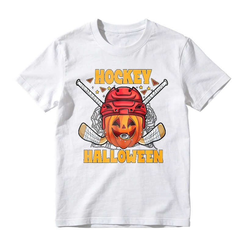 Hockey Halloween Pumpkin Goalie Mask Crossed Sticks Unisex Classic T-shirt