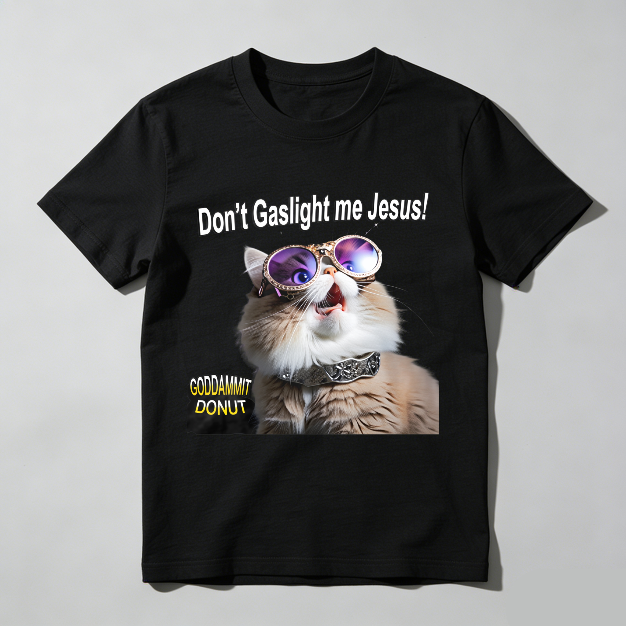Wardrobecart Don't Gaslight Me  Cat With Sunglasses Tshirt