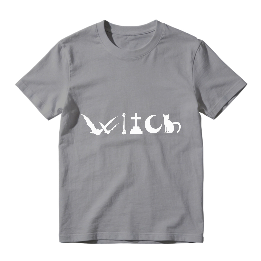Witch Bat Broomstick Tombstone Moon Cat Silhouette, Unisex Classic T-shirt