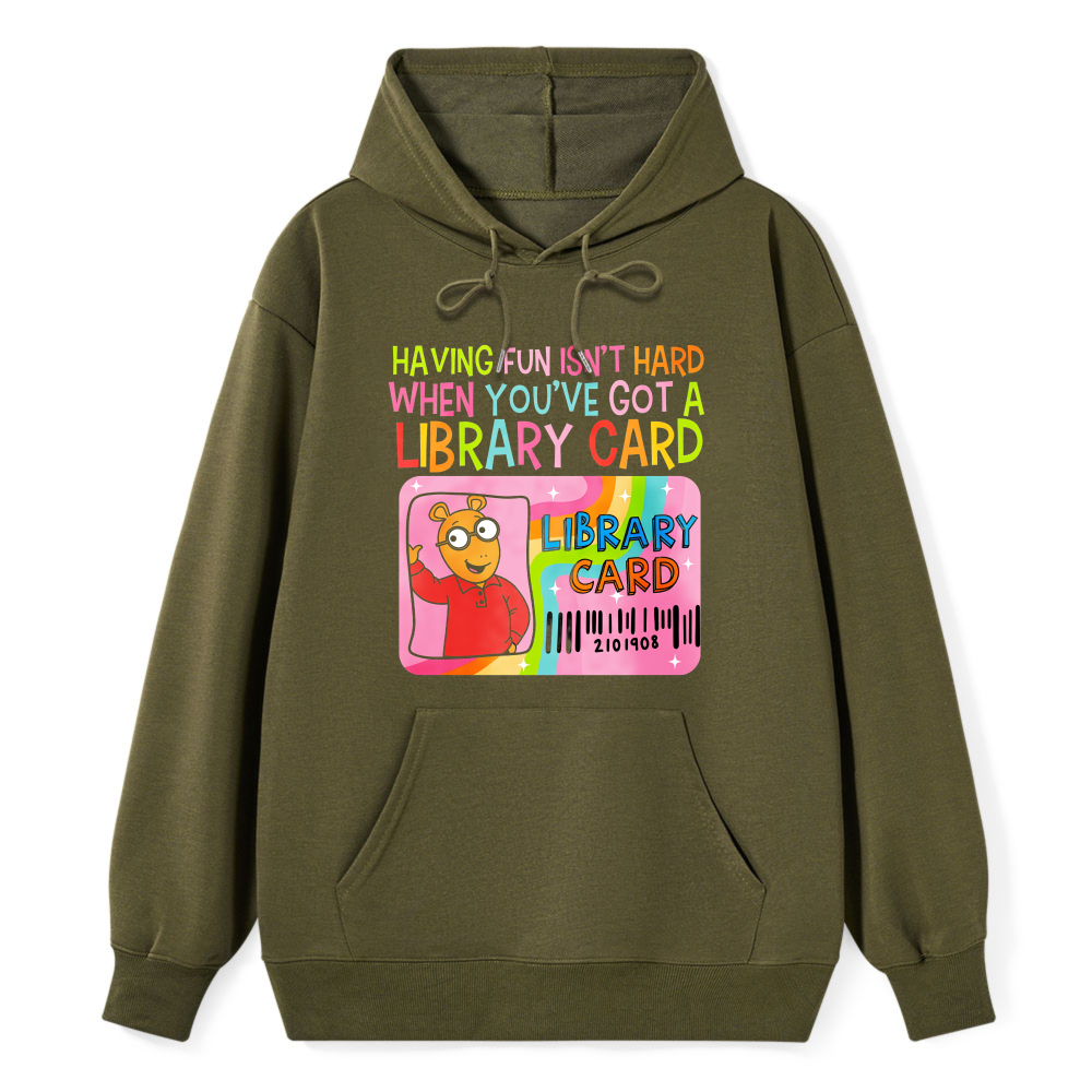Wardrobecart Library Card Fun Quote With Cartoon Character Unisex Classic Hoodie