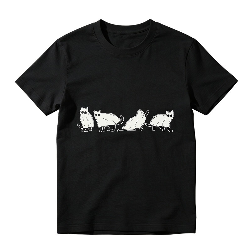 White Line Art Cats Sequence Unisex Classic T-shirt