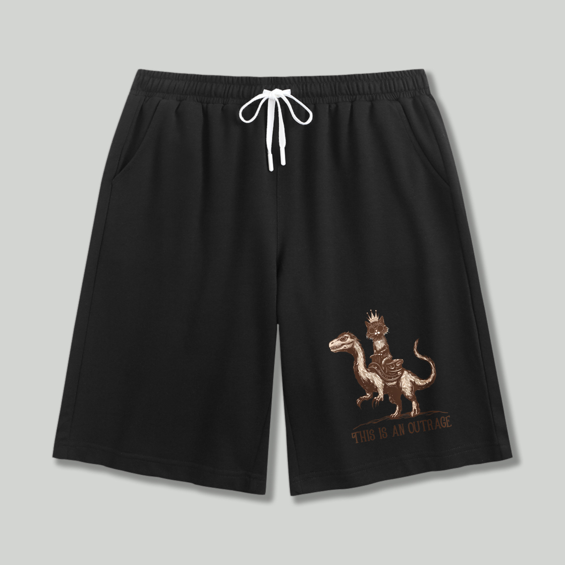 Wardrobecart Dinosaur With Crown And Text This Is An Outrage Shorts