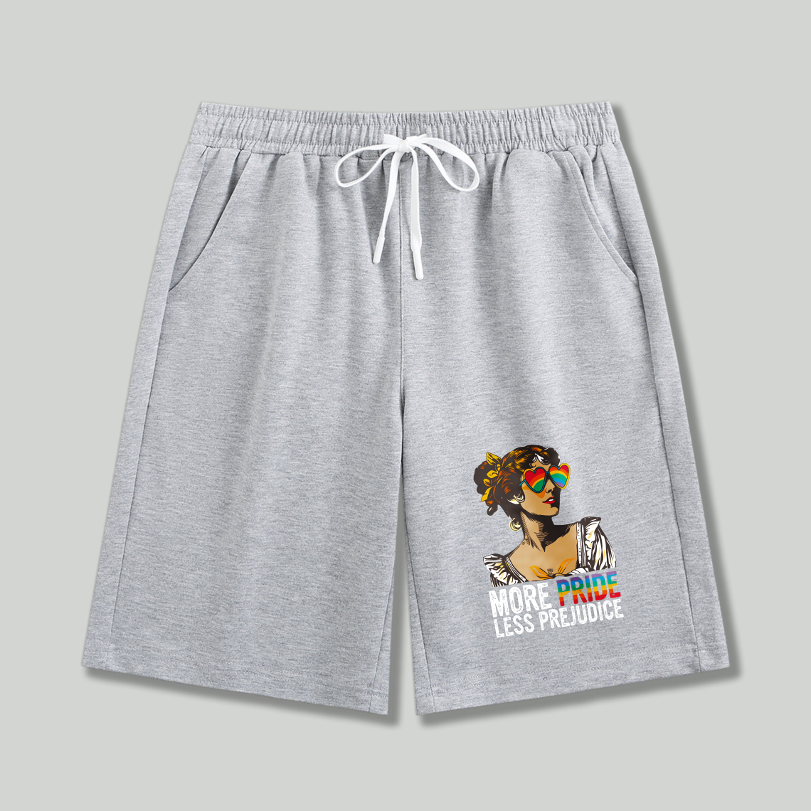 Wardrobecart Pride And Prejudice Theme With Rainbow Glasses And Text More Pride Less Prejudice Shorts