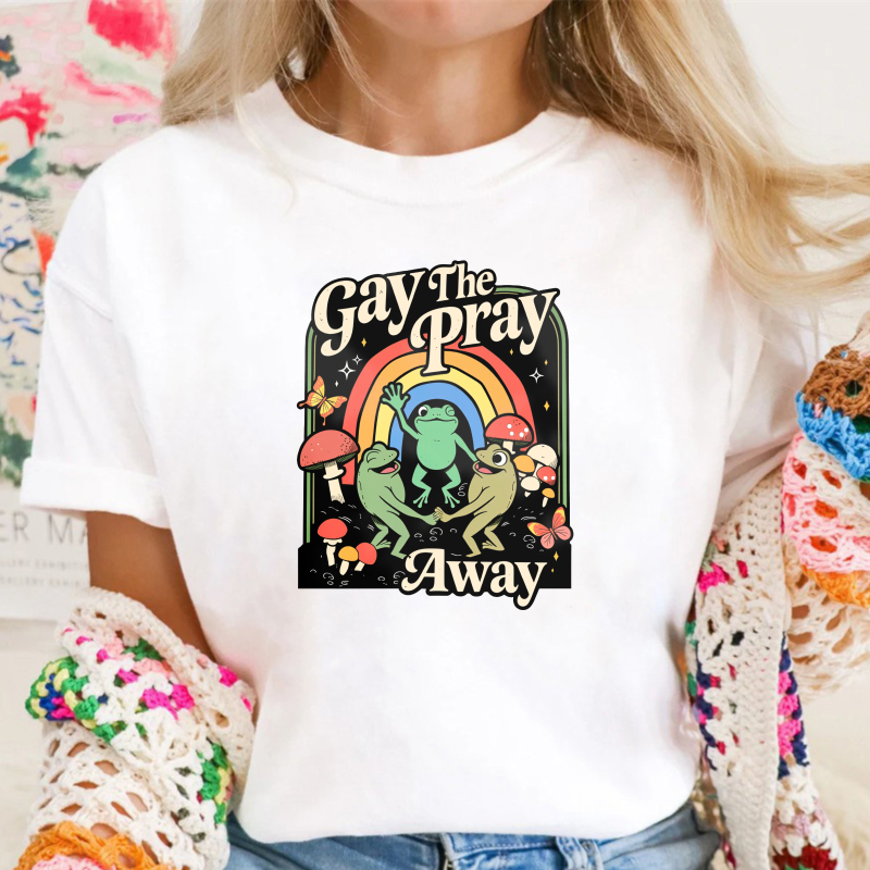 Gay The Pray Away Rainbow Funny Meme Frogs LGBT Pride T-Shirt