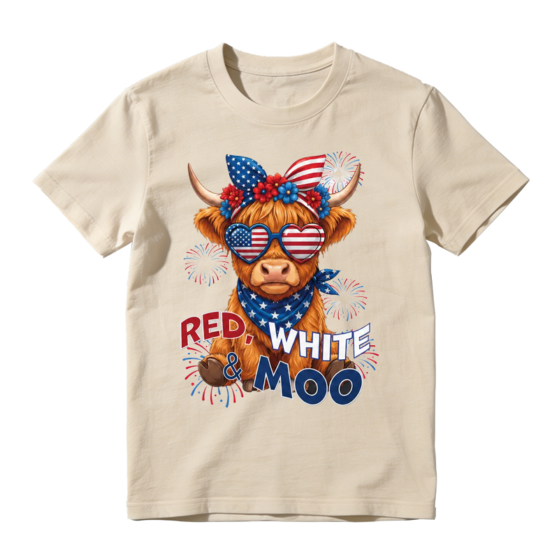 Red White & Moo Highland Cow T-Shirt