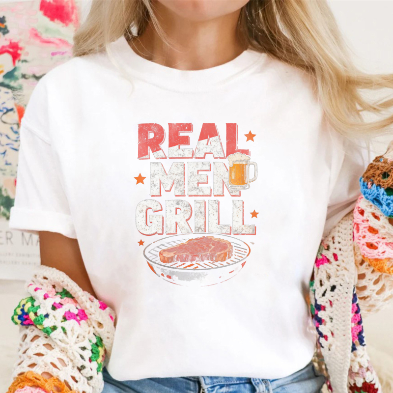 Real Men Grill Steak And Beer Graphic Unisex Classic T-shirt