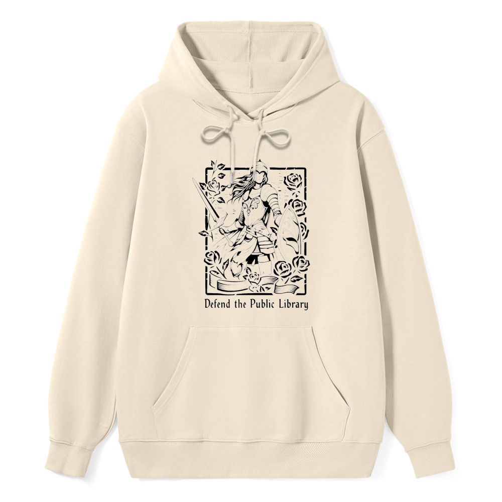 Wardrobecart Knight With Book And Roses Defend The Public Library Unisex Classic Hoodie