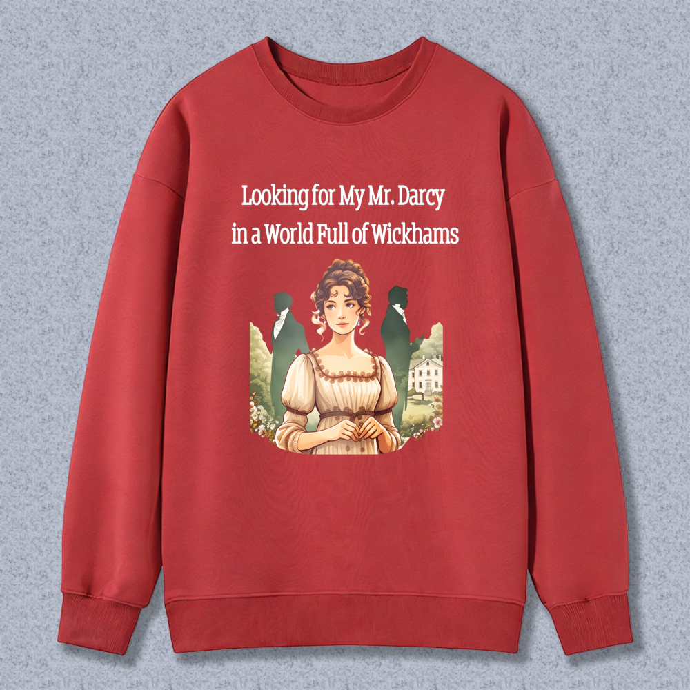 Wardrobecart Classic Woman In Vintage Dress With Garden Background Unisex Classic Sweatshirt