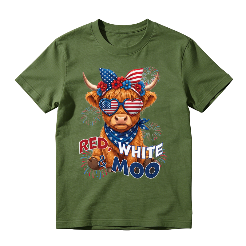 Red White & Moo Highland Cow T-Shirt