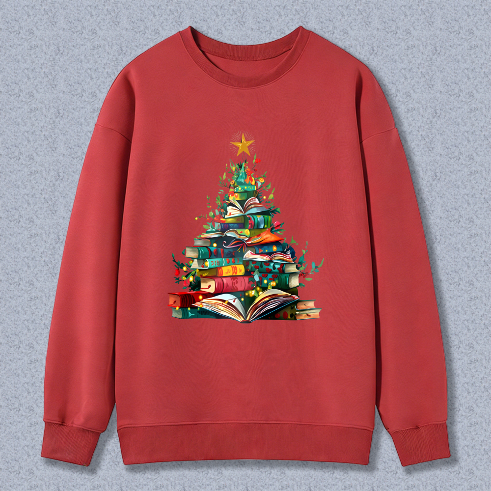 Wardrobecart Christmas Tree Made Of Books Unisex Classic Sweatshirt