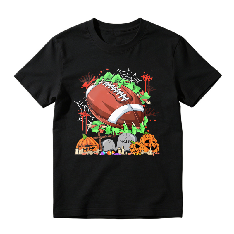 Halloween Football With Pumpkins And Tombstones Unisex Classic T-shirt