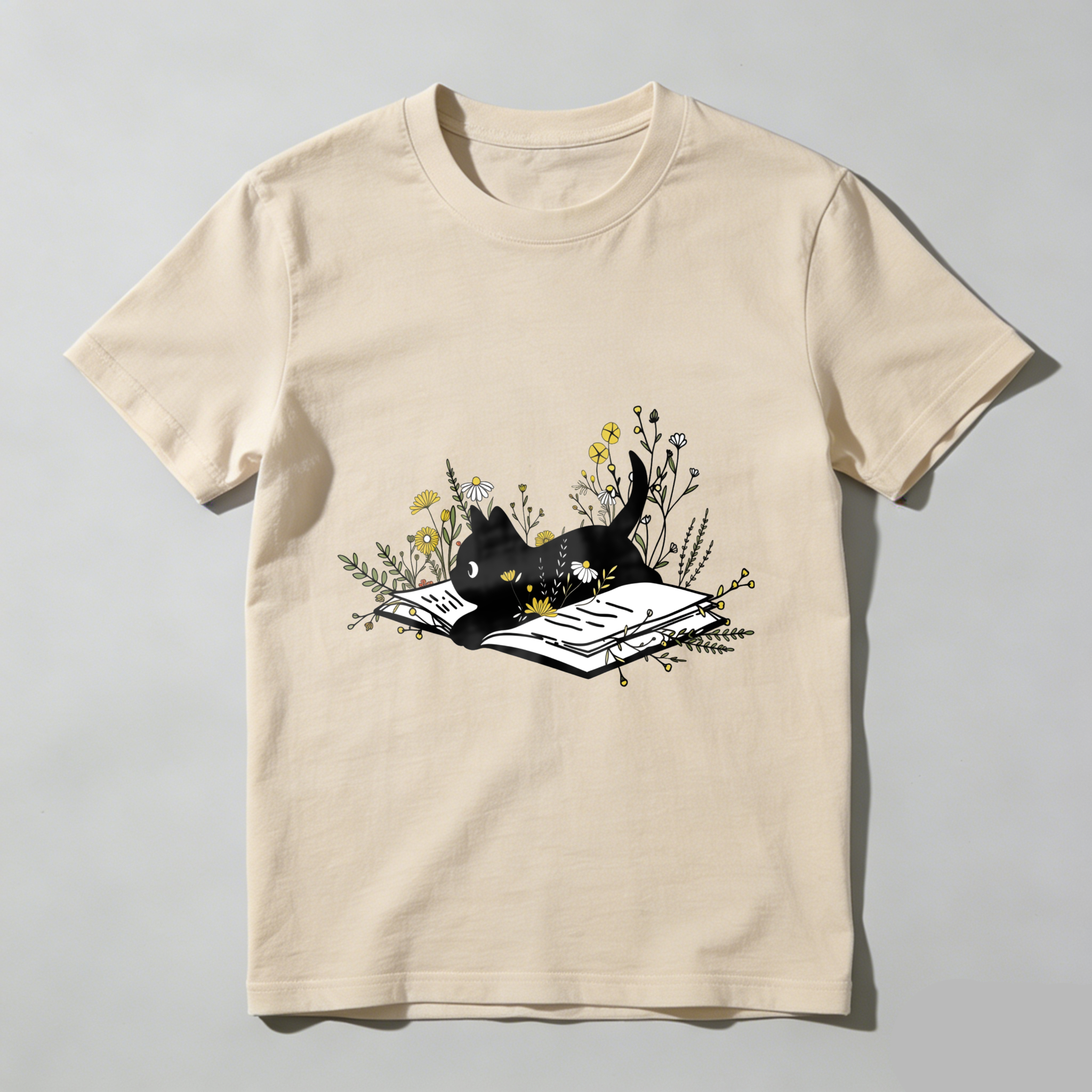 Wardrobecart Open Book With Flowers And Leaves Tshirt