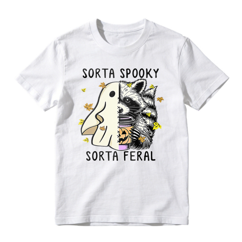 Sorta Spooky Sorta Feral Ghost Raccoon Halloween, Unisex Classic T-shirt