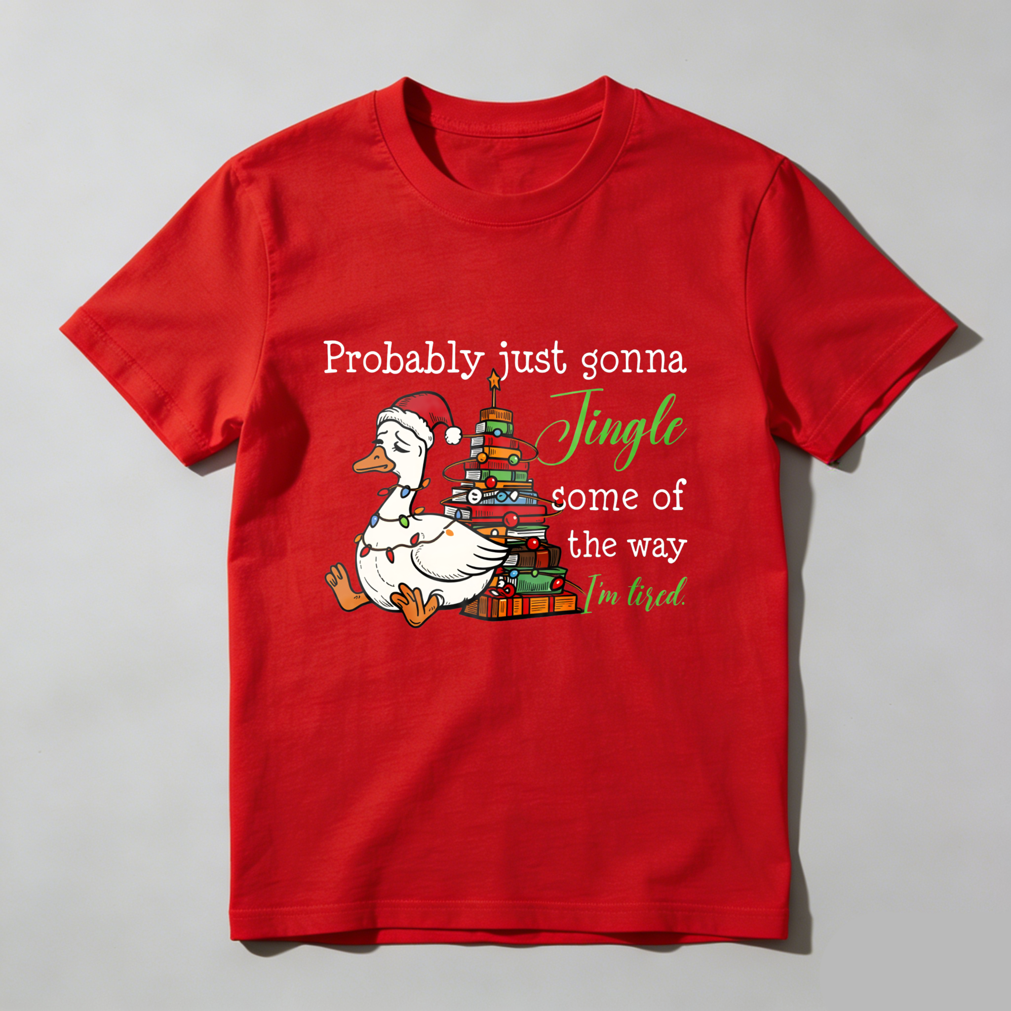 Wardrobecart Duck Wearing Santa Hat Near Christmas Tree Tshirt