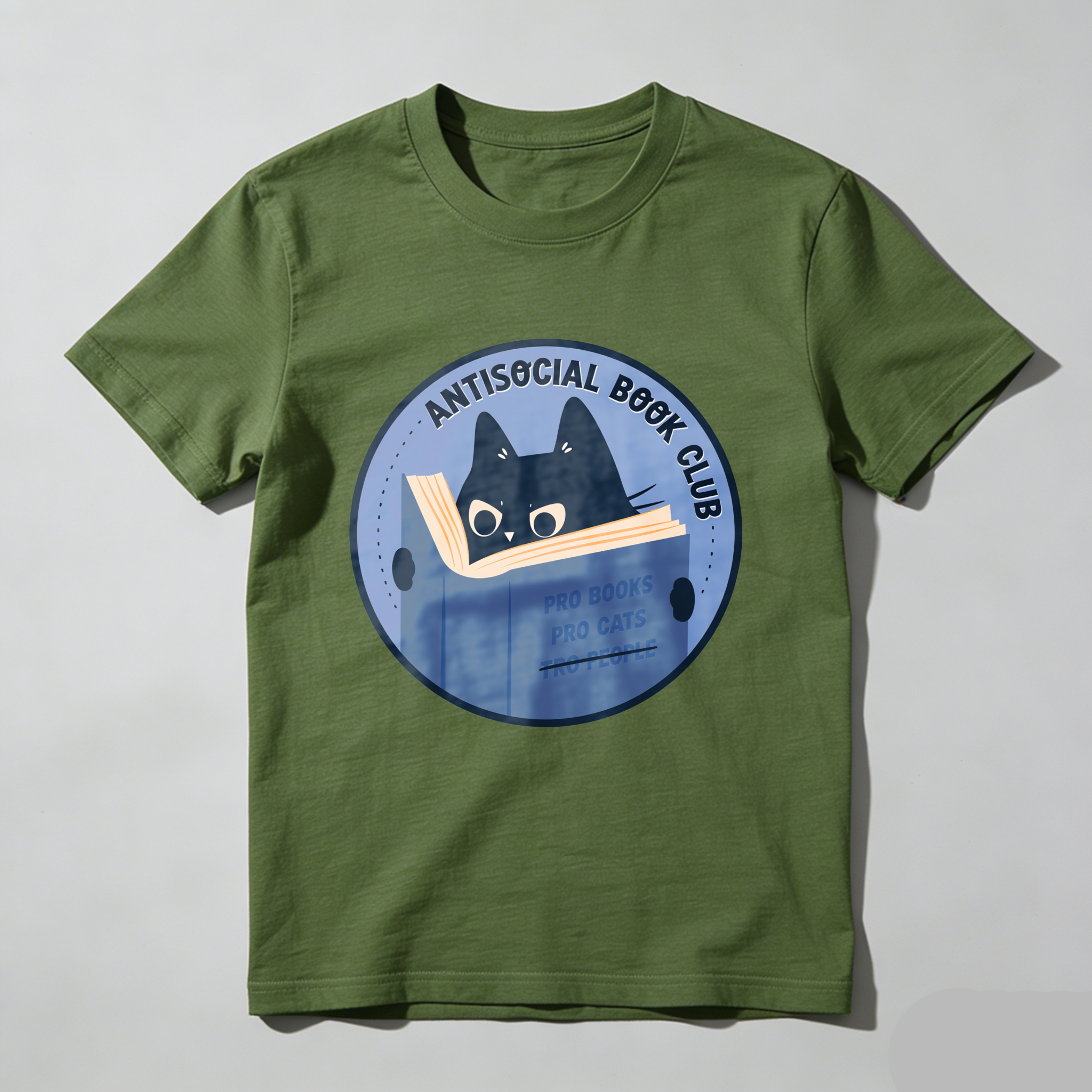 Wardrobecart Antisocial Book Club Cat Reading Book Tshirt