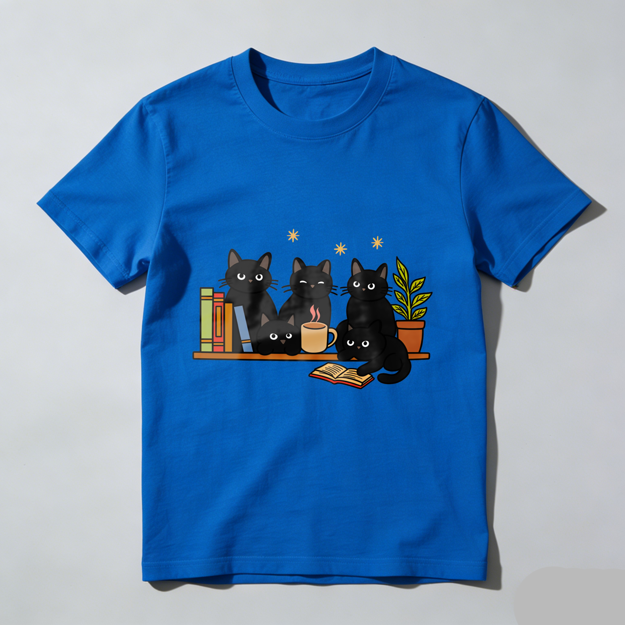 Wardrobecart Cats Books Coffee Plant Stars Tshirt