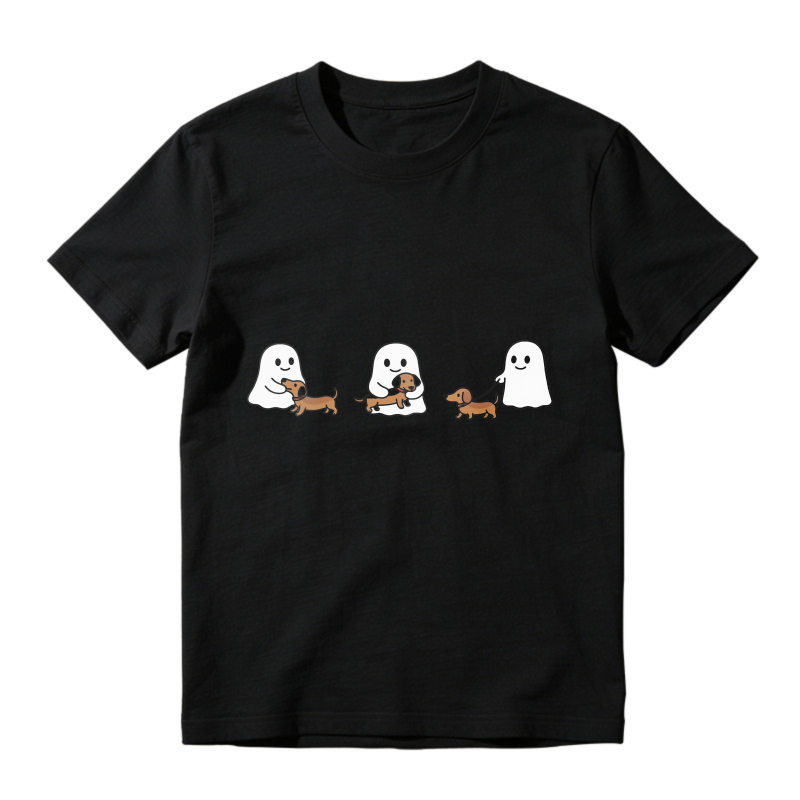 Cute Ghosts Walking Dachshund Dogs, Unisex Classic T-shirt