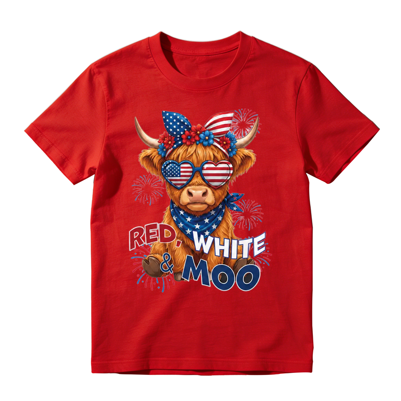 Red White & Moo Highland Cow T-Shirt