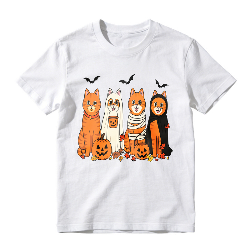 Halloween Cats In Costumes With Pumpkins And Bats, Unisex Classic T-shirt