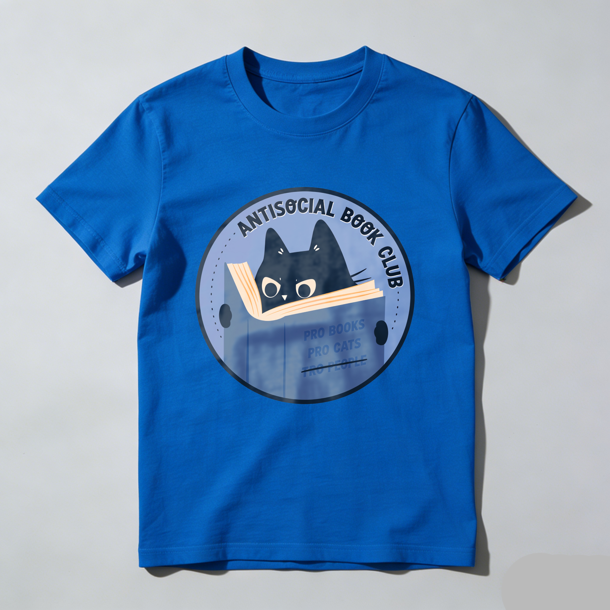 Wardrobecart Antisocial Book Club Cat Reading Book Tshirt