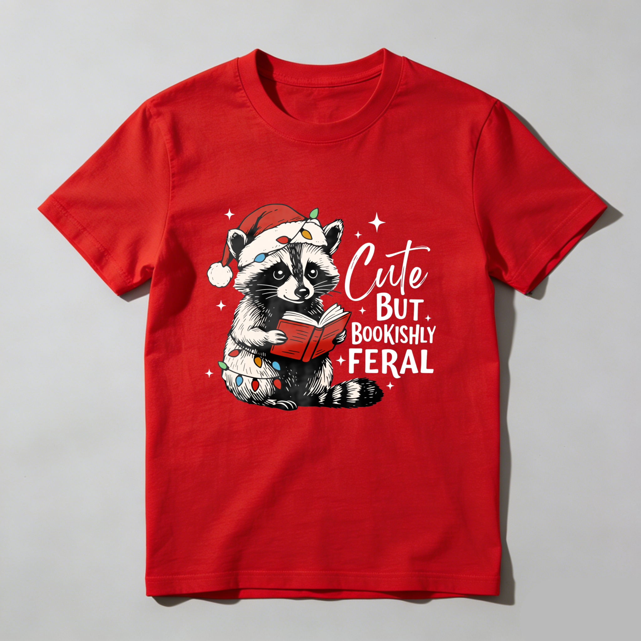 Wardrobecart Cute But Bookishly Feral Raccoon Reading Tshirt