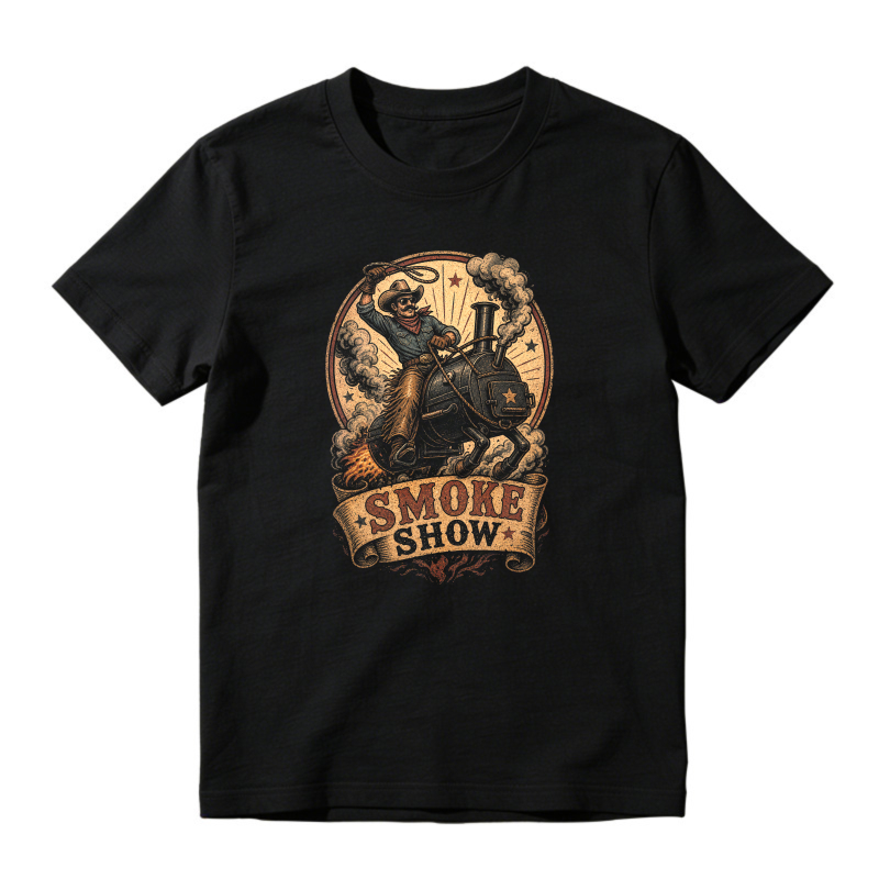 Smoke Show Vintage Cowboy Steam Train Illustration Unisex Classic T-shirt
