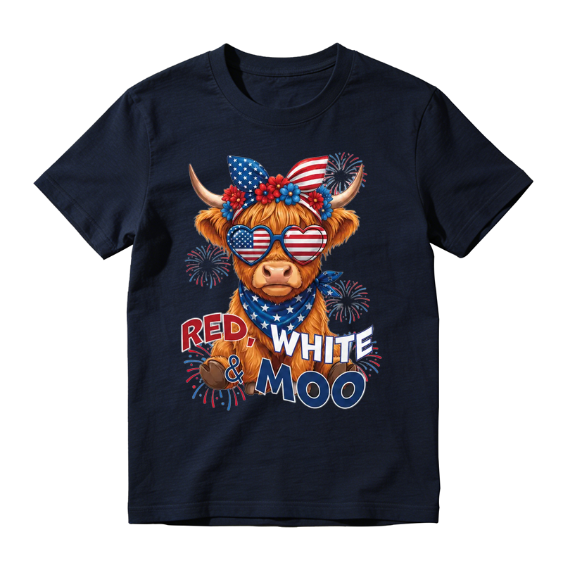 Red White & Moo Highland Cow T-Shirt