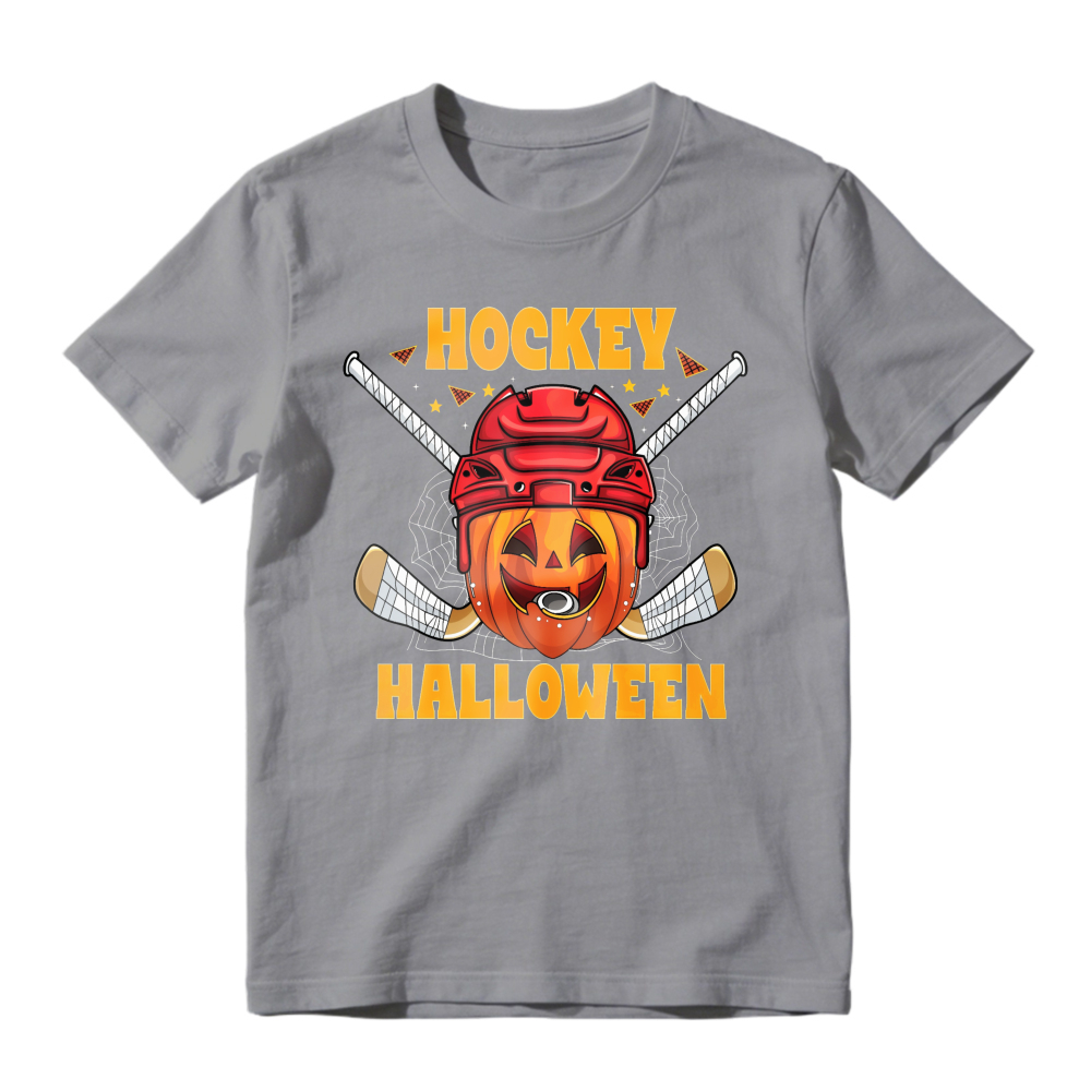 Hockey Halloween Pumpkin Goalie Mask Crossed Sticks Unisex Classic T-shirt
