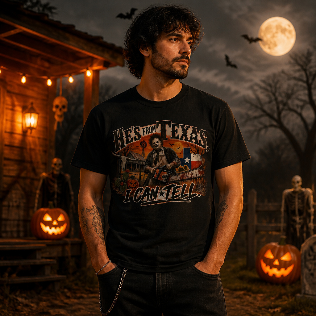 He's From Texas I Can Tell Horror Spooky Season Halloween Shirt