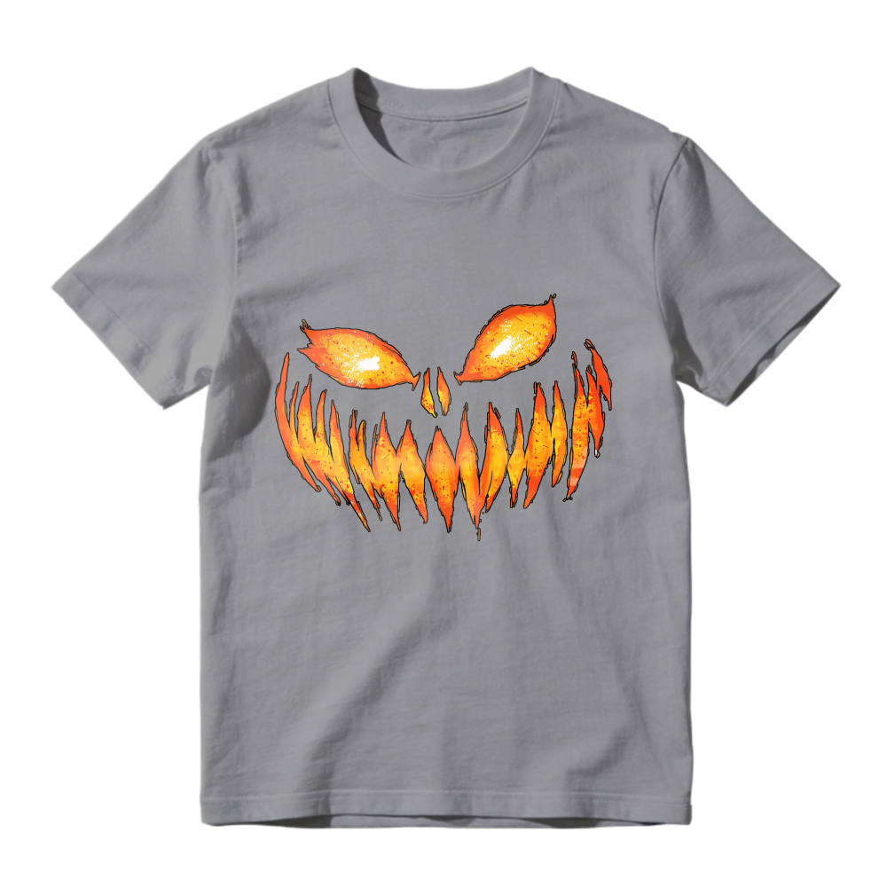 Glowing Orange Pumpkin Face With Sharp Teeth And Evil Eyes Unisex Classic T-shirt