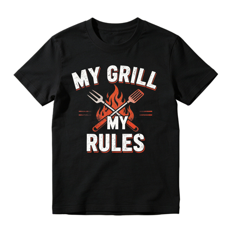My Grill My Rules Barbecue Fork Spatula Fire Graphic Unisex Classic T-shirt