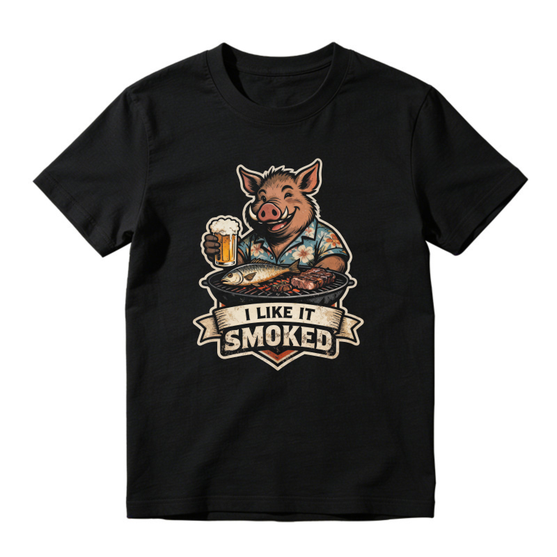 Funny Pig Smoking Meat And Beer Graphic Unisex Classic T-shirt